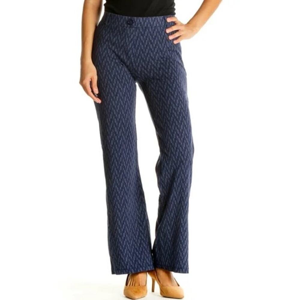 Betabrand Blue Geometric Bootcut PullOn Pants Size XL Long
